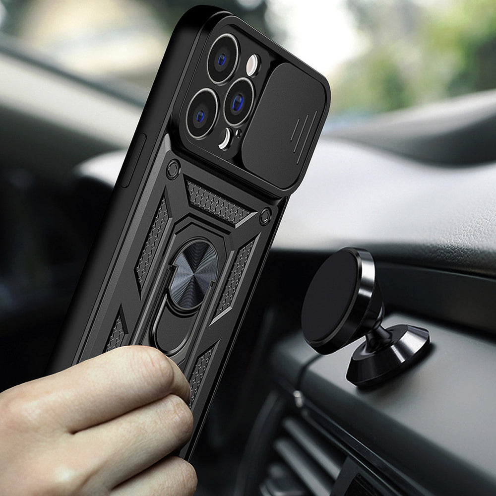Aizsargvāciņš Realme 10 Pro+ armored cover with camera cover – Hybrid Armor Camshield, melns — attēls 3