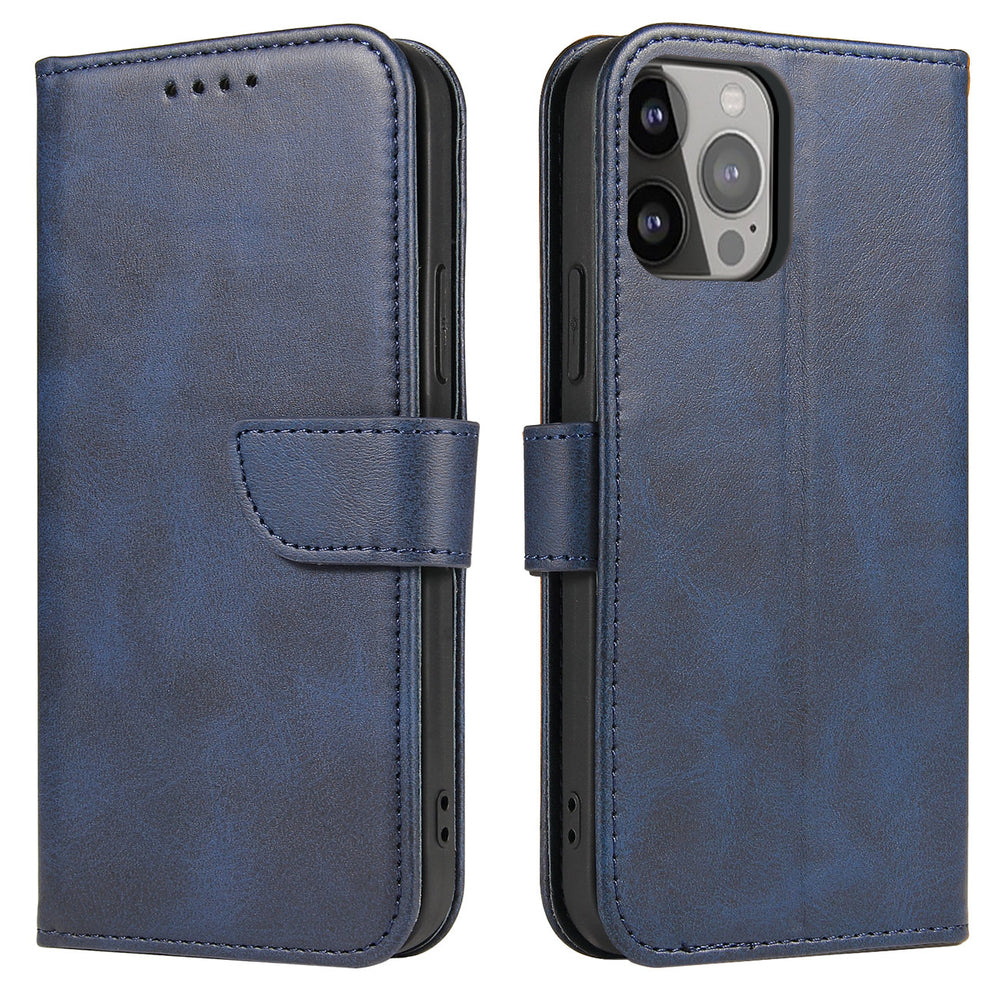 Aizsargvāciņš iPhone 15 Pro Magnet Case – Wallet with Stand, zils