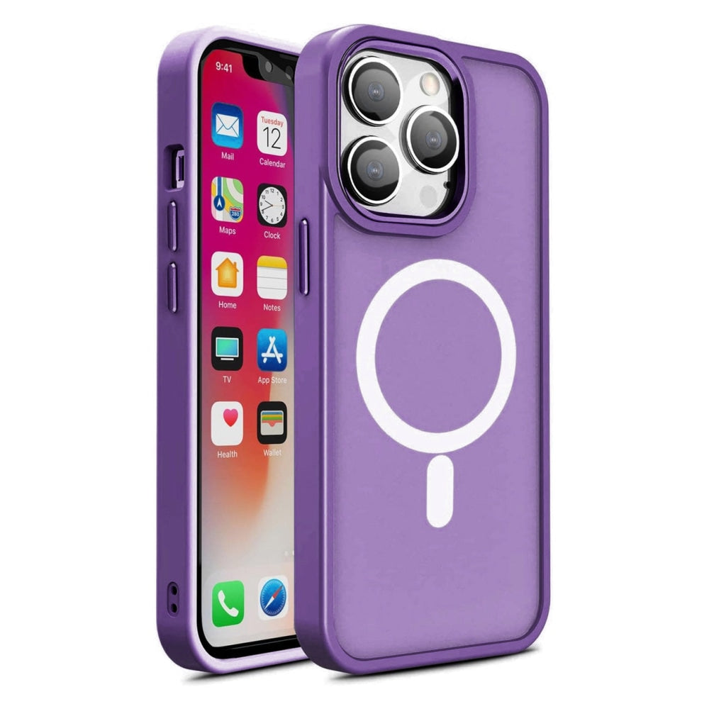 Magnetic Color Matte aizsargvāciņš iPhone 15 Pro, violets