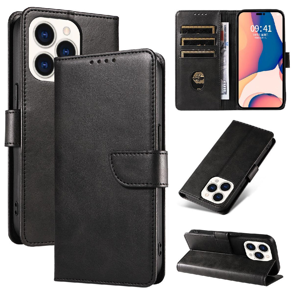 Aizsargvāciņš iPhone 16 Pro – Leather, melns — attēls 3