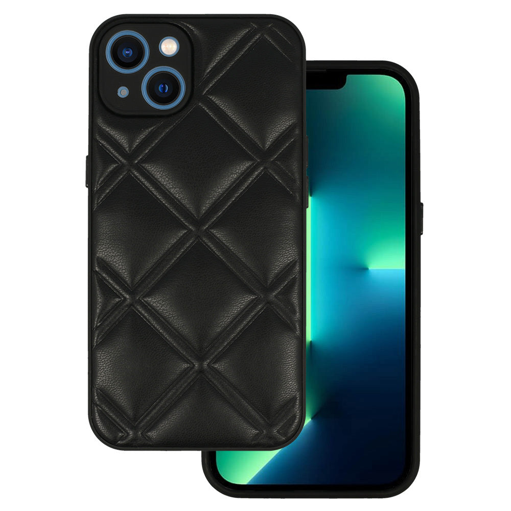 Leather 3D aizsargvāciņš iPhone 14, melns, dizains Nr. 3