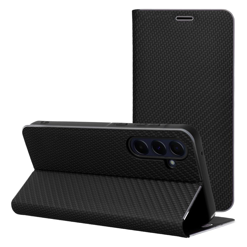 Aizsargvāciņš Samsung S10 Plus – LUNA Carbon, melns — attēls 2