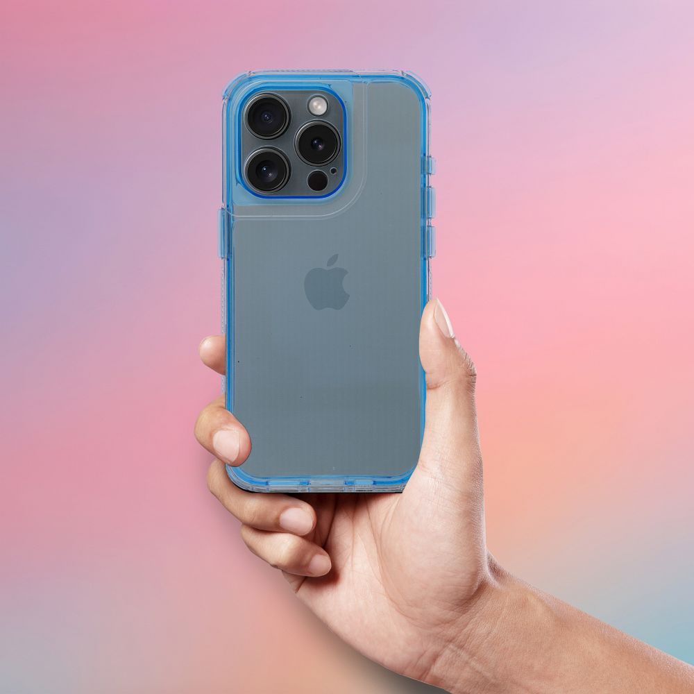 Aizsargvāciņš iPhone 16 Pro – MATRIX CLEAR, zils — attēls 3