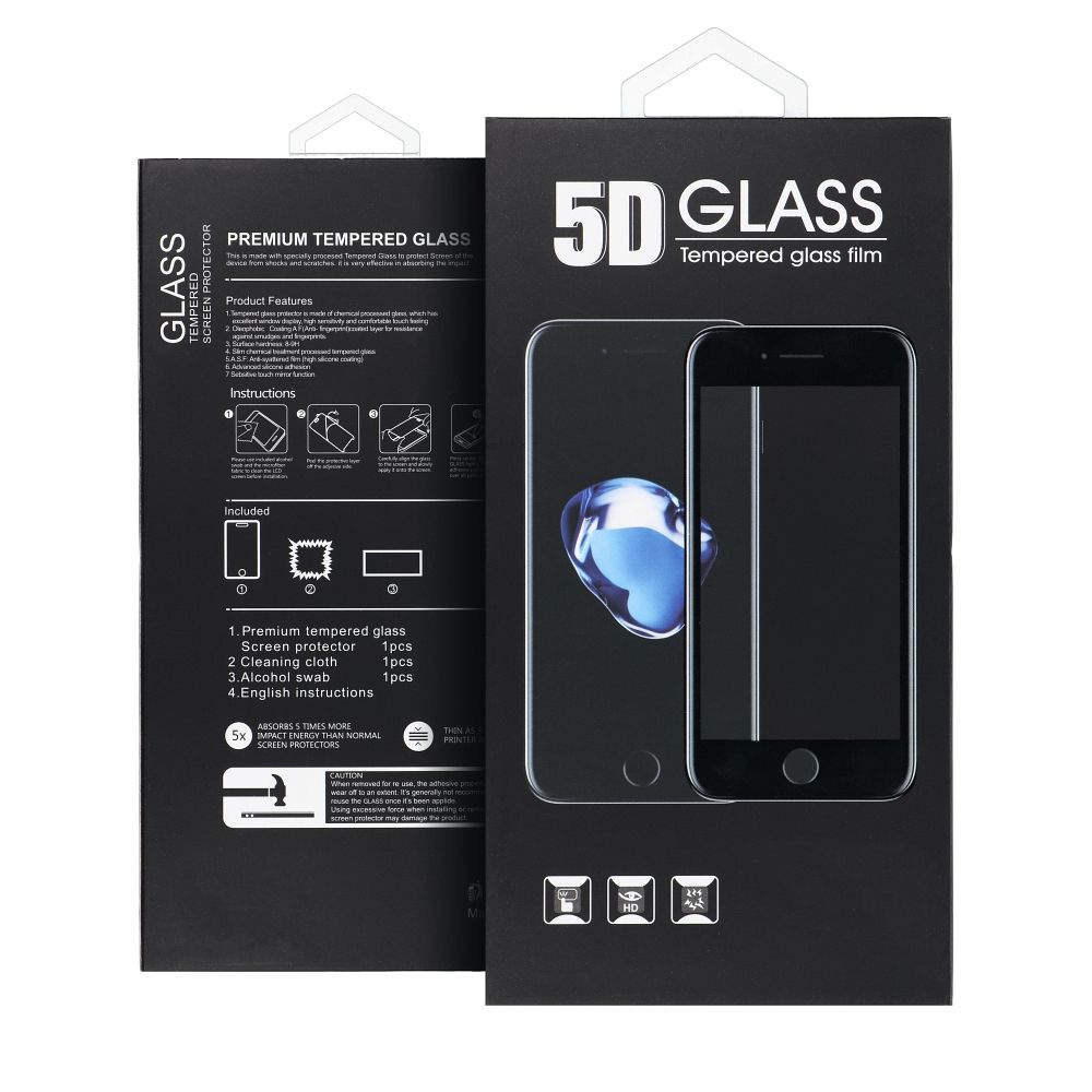 Aizsargstikls iPhone 15 Pro Max – 5D Full Glue, melns — attēls 2