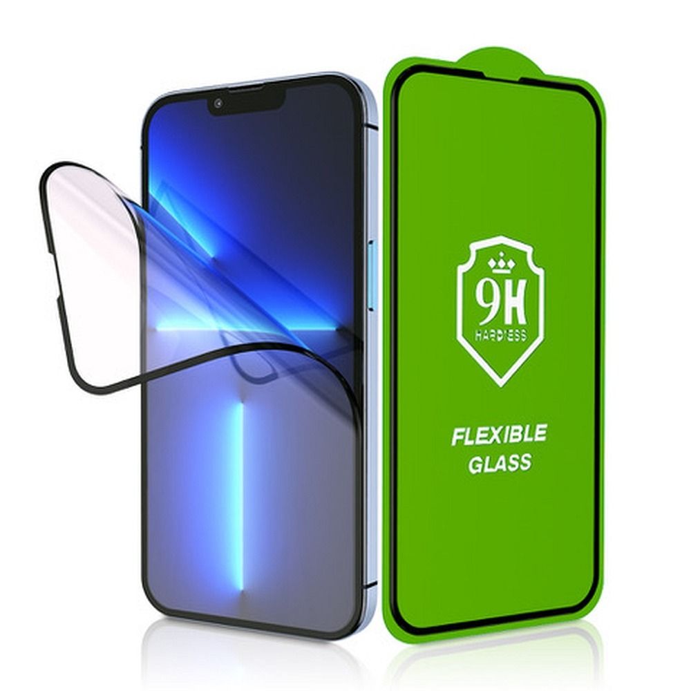 Aizsargstikls Apple iPhone 13/13 Pro/14 – Bestsuit Flexible 5D, melns — attēls 2