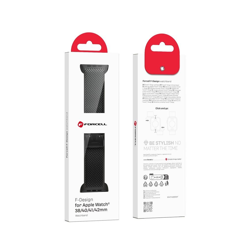 Forcell F-Design FA11 siksniņa Apple Watch 38 / 40 / 41 mm, melna