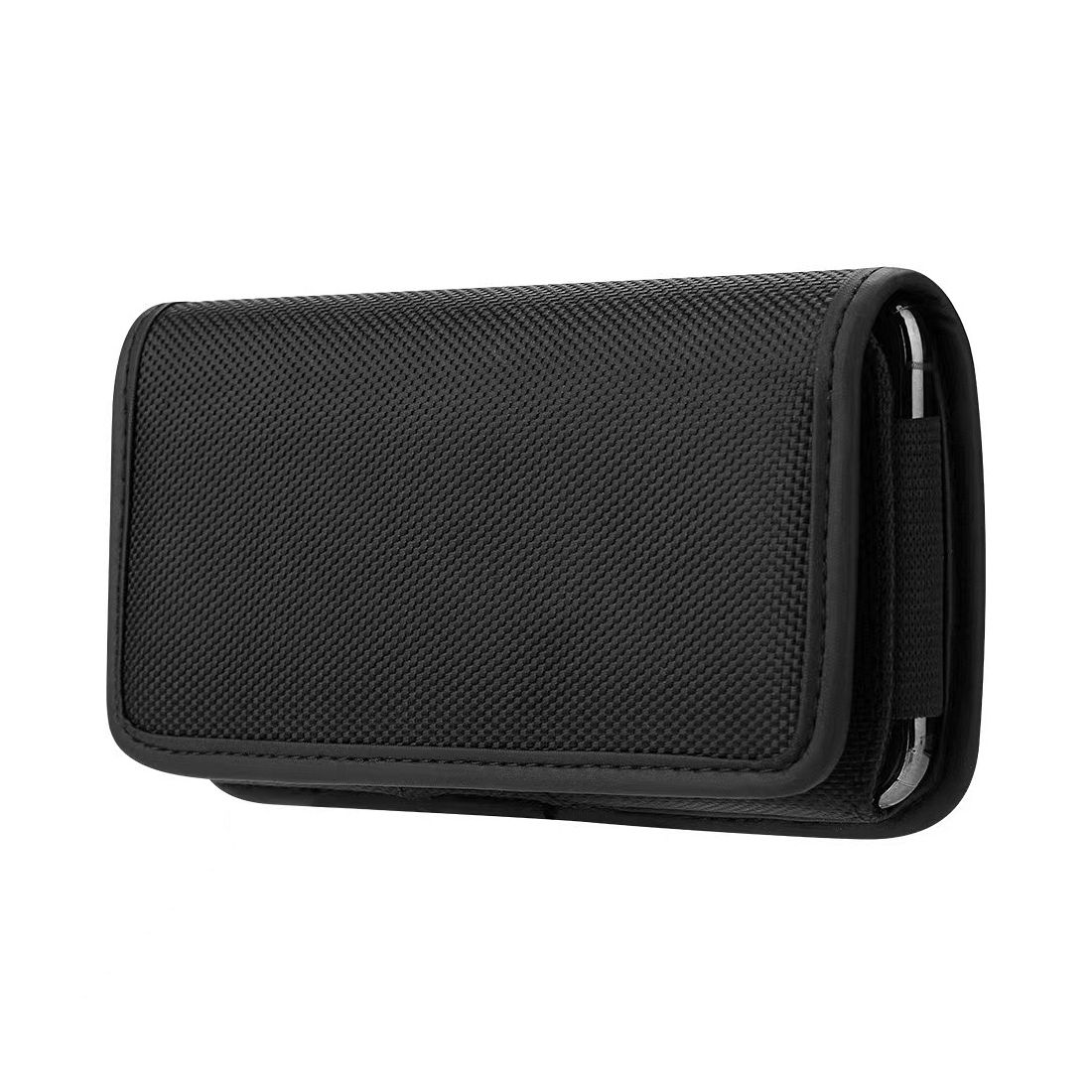 Aizsargvāciņš iPhone 11 / 11 PRO / 12 / 12 PRO / 13 / 13 PRO / Samsung A10 / A41 / A50 / A51 / HUAWEI P30 LITE / P40 / P8 / P9 LITE – Horizontal universal OXFORD model 3, melns