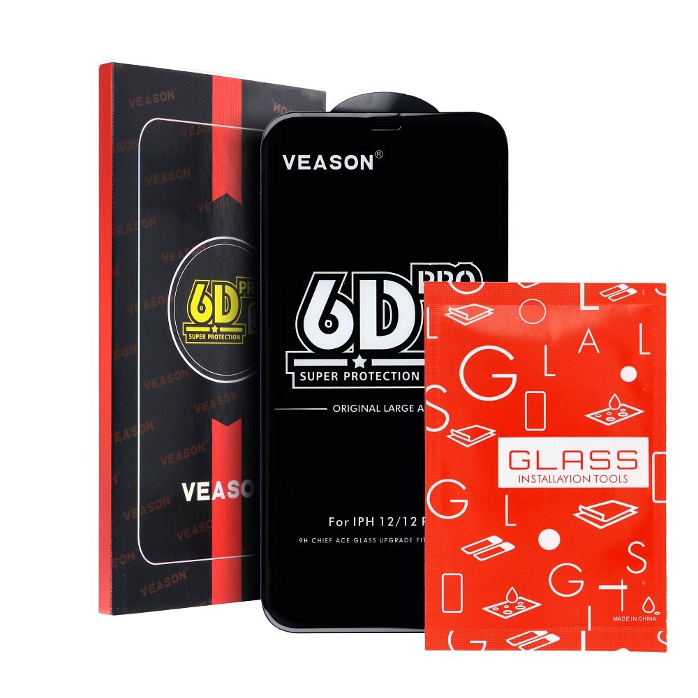 Aizsargstikls iPhone 16 Pro Max – 6D Pro Veason, melns — attēls 4