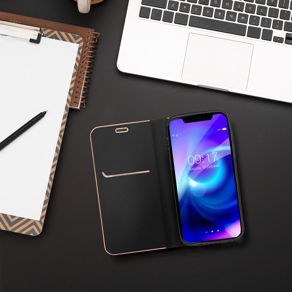 Aizsargvāciņš Samsung A13 5G / A04S – LUNA Gold, melns — attēls 3