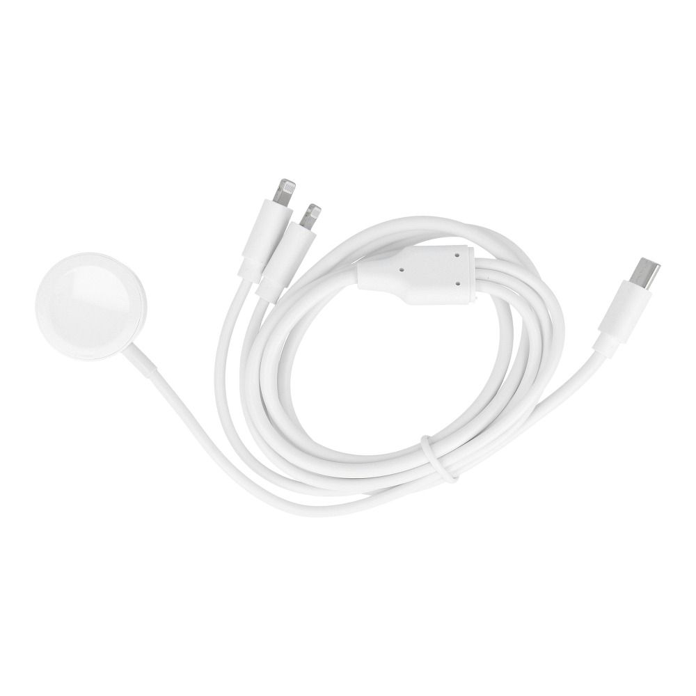 3-in-1 USB-C uzlādes kabelis – 2× Lightning + Apple Watch, 1,2 m, balts