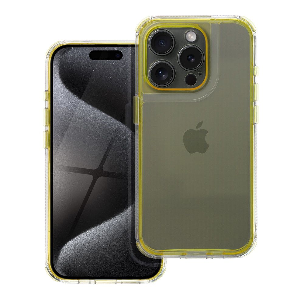 Aizsargvāciņš iPhone 16 PLUS – MATRIX CLEAR, dzeltens