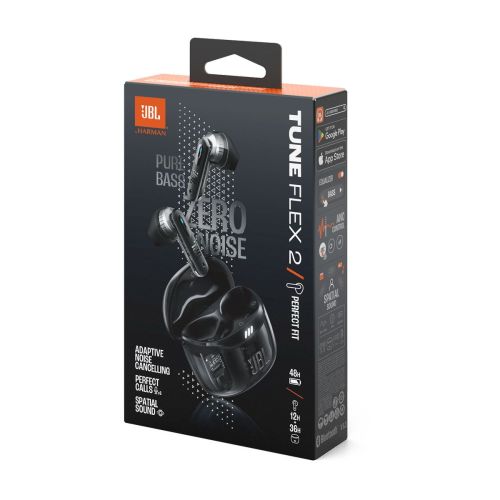 JBL Tune Flex 2 Ghost Edition, caurspīdīgi melns — bezvadu austiņas — attēls 1
