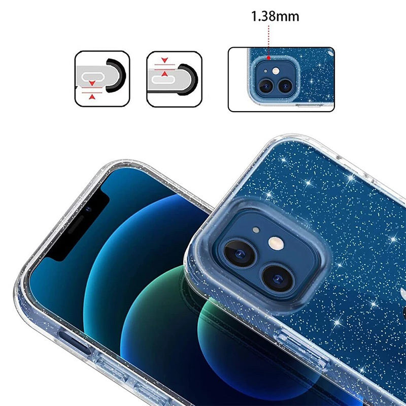 Aizsargvāciņš iPhone 12 Pro Max – Crystal Glitter, sudraba — attēls 4