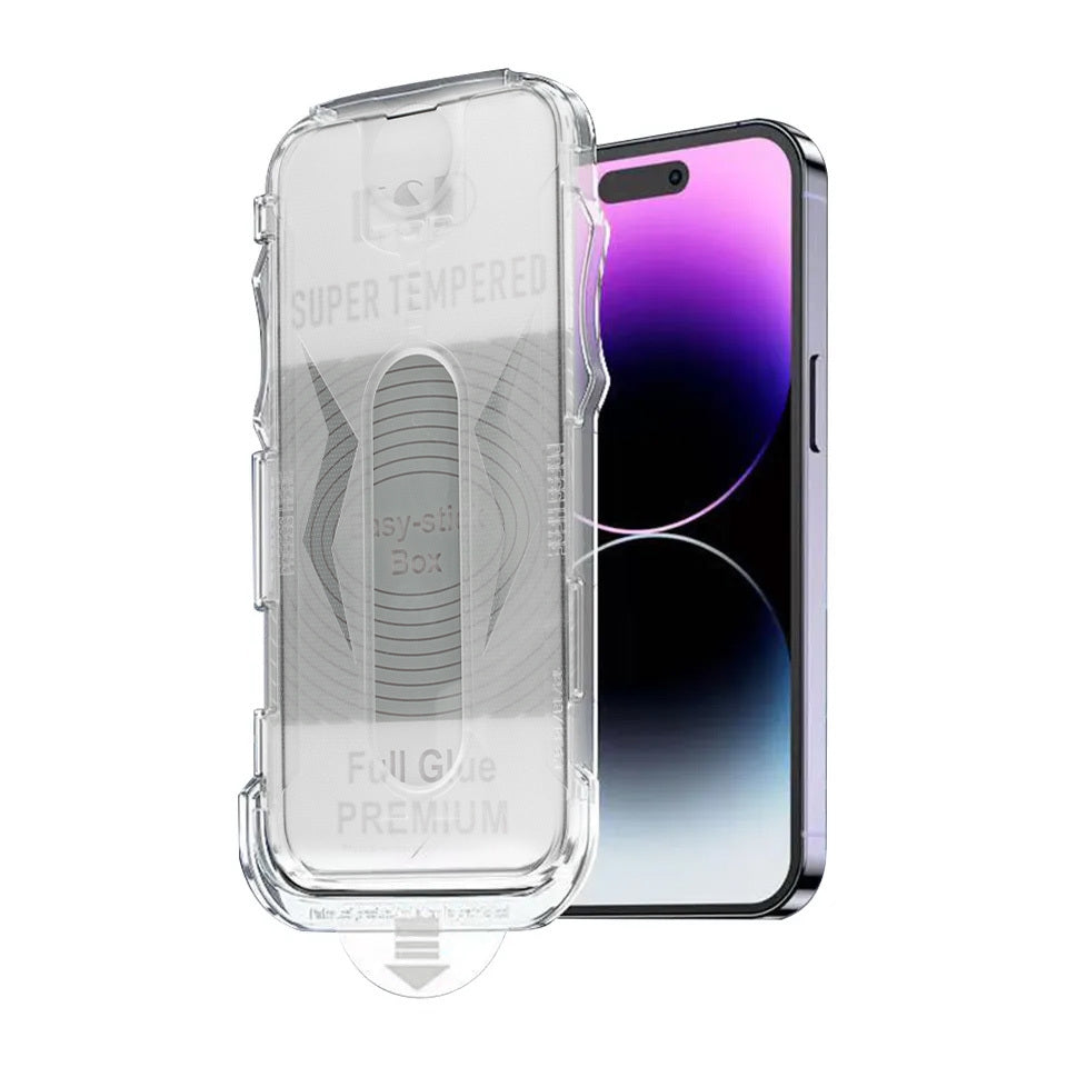 Aizsargstikls iPhone 11 – Full Glue Easy-Stick Box, melns — attēls 3