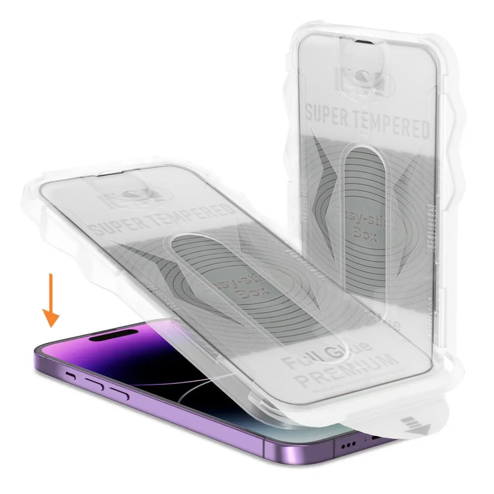 Aizsargstikls iPhone 11 – Full Glue Easy-Stick Box, melns — attēls 2