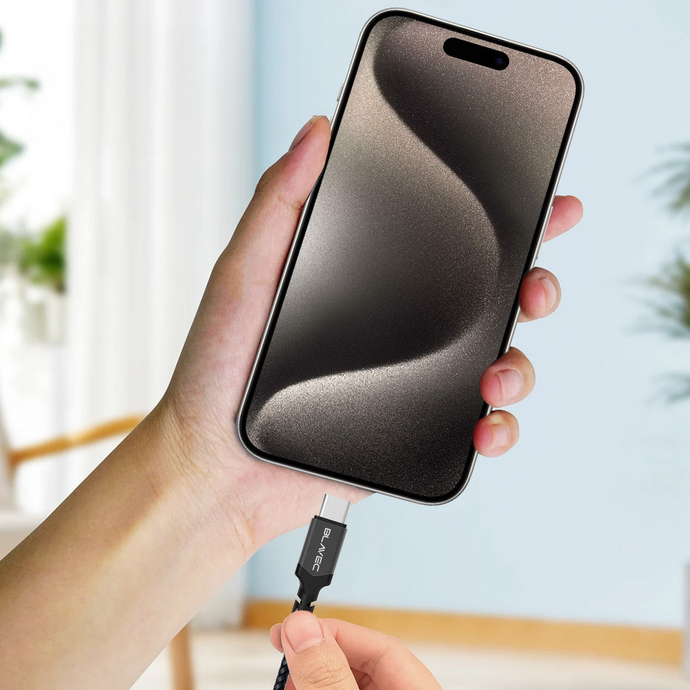 Kabelis Blavec Cable Raptor braided - Type C to Type C - PD 60W 3A 3 metres Apple CarPlay/Android Auto (CRA-CC3BG30) black-grey — attēls 4
