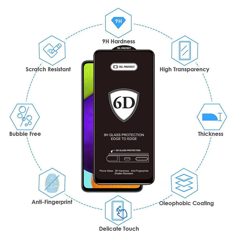 Aizsargstikls iPhone 17 PRO MAX/18 PRO MAX melns – Full Glue 6D