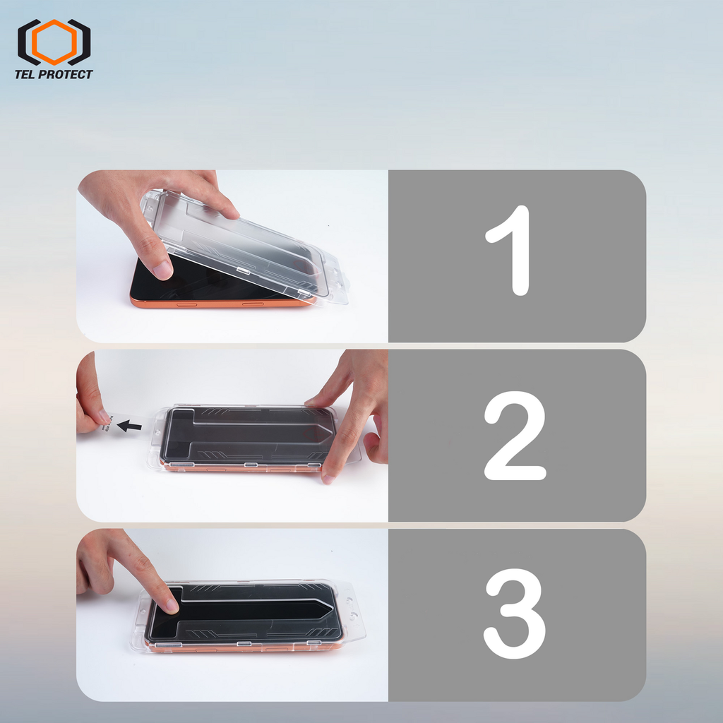 Tel Protect Dust-Free Easy Fit Privacy Full Glue 6D aizsargstikls iPhone 13/13 Pro/16E/17E, melns, 2 gab.