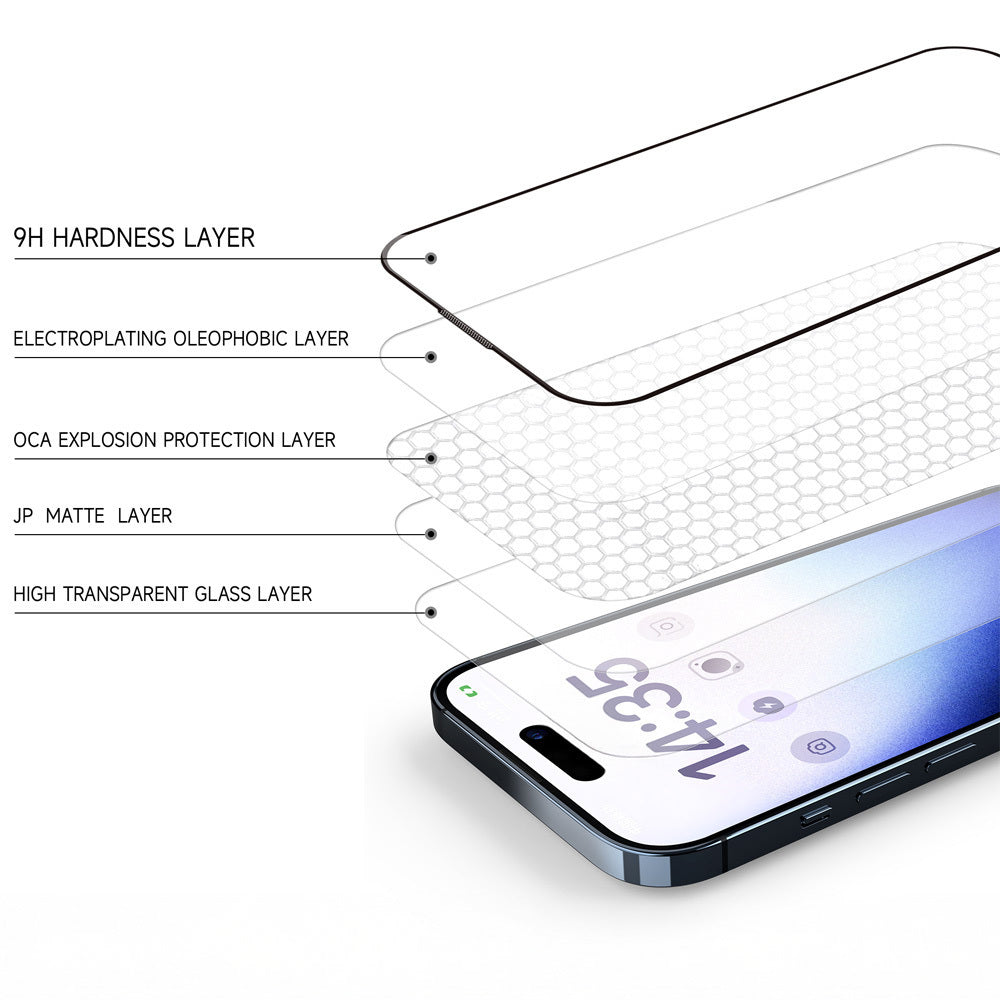Aizsargstikls iPhone 18 Pro melns – Full Glue 6D Matt