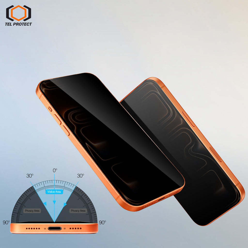 Tel Protect Dust-Free Easy Fit Privacy Full Glue 6D aizsargstikls iPhone 18 Pro, melns, 2 gab.