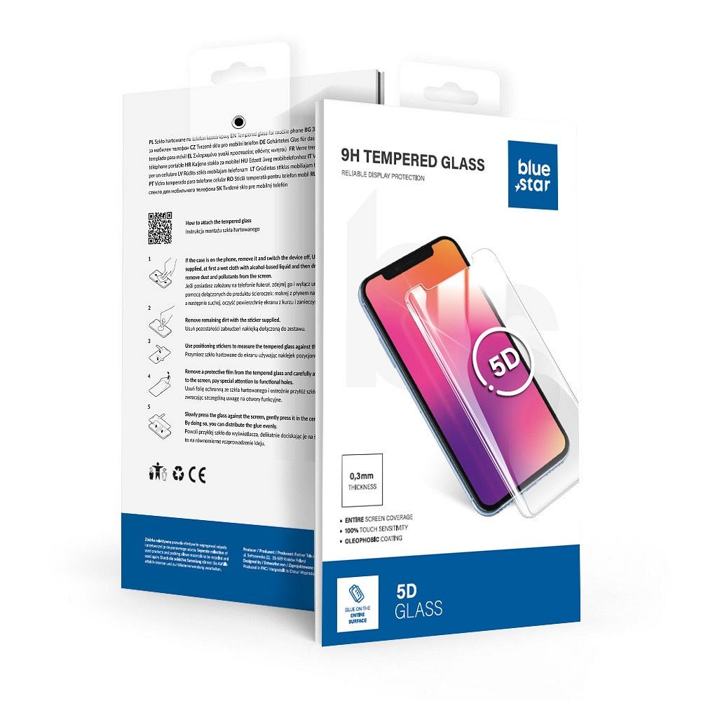 aizsargstikls to Samsung Galaxy A57 5G (pilnas līmes / saderīgs ar vāciņu) zils Star 5D melns
