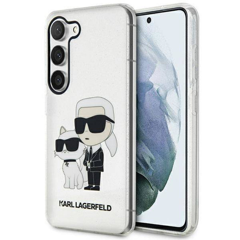 Karl Lagerfeld Glitter Karl & Choupette vāciņš Samsung Galaxy S23 Plus, caurspīdīgs — 1
