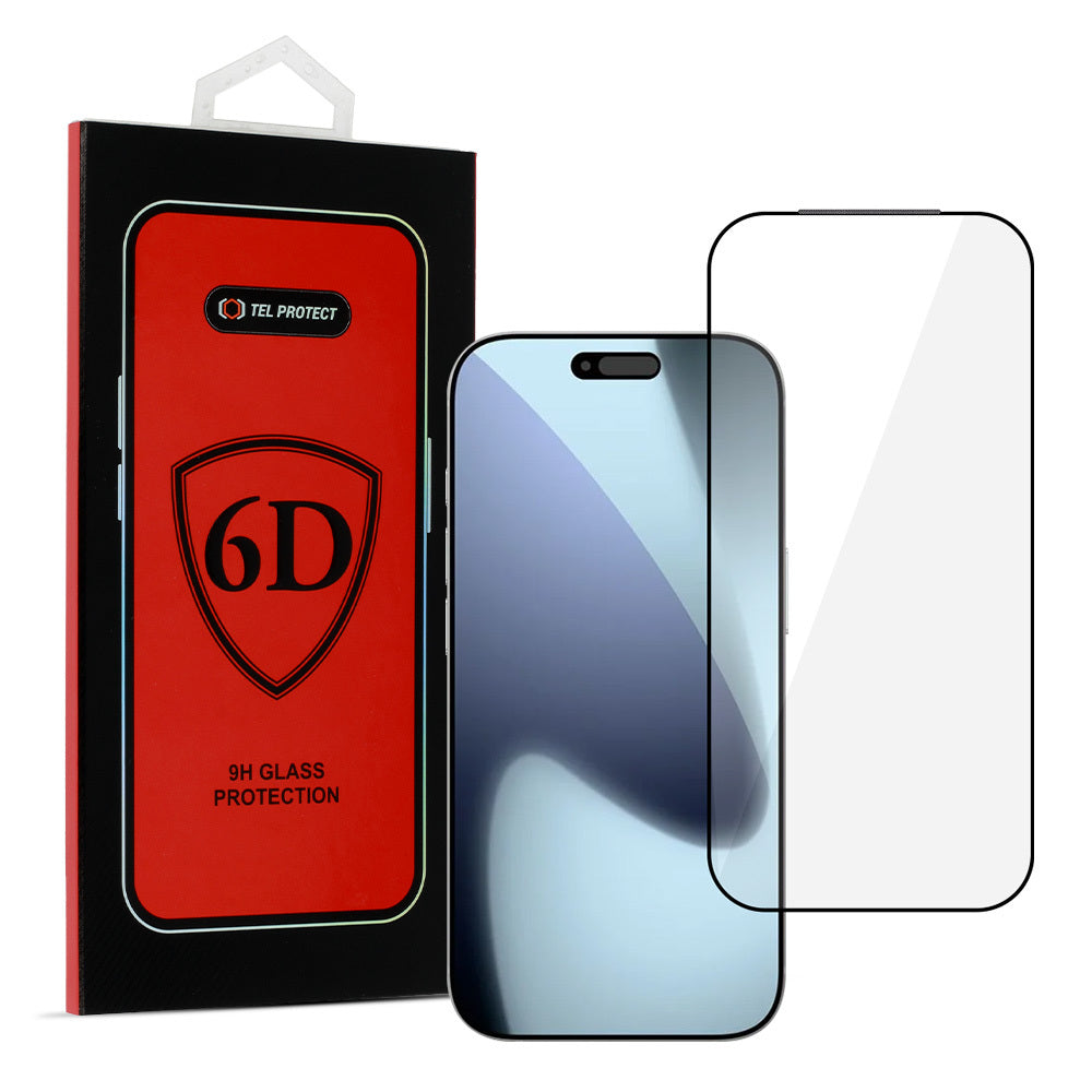 Aizsargstikls iPhone 17 PRO MAX/18 PRO MAX melns – Full Glue 6D