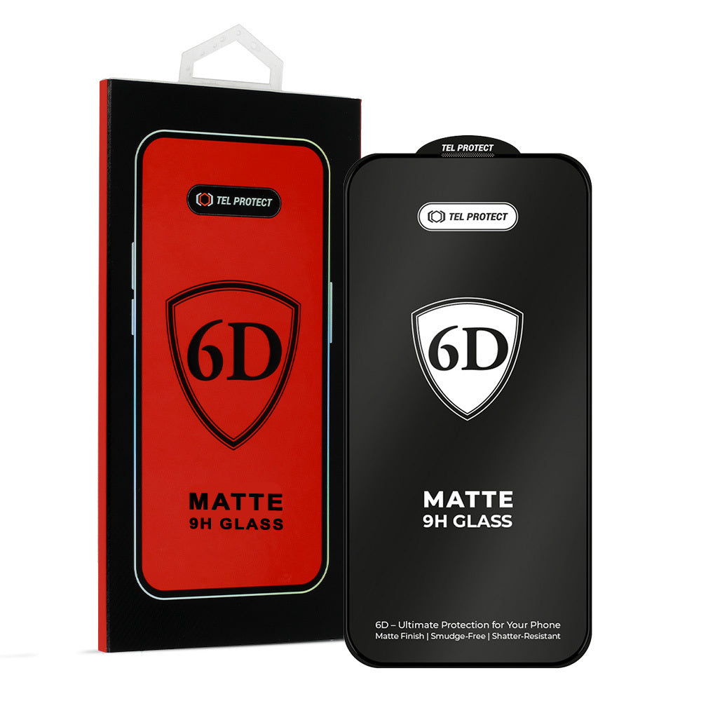 Aizsargstikls iPhone 18 Pro Max melns – Full Glue 6D Matt