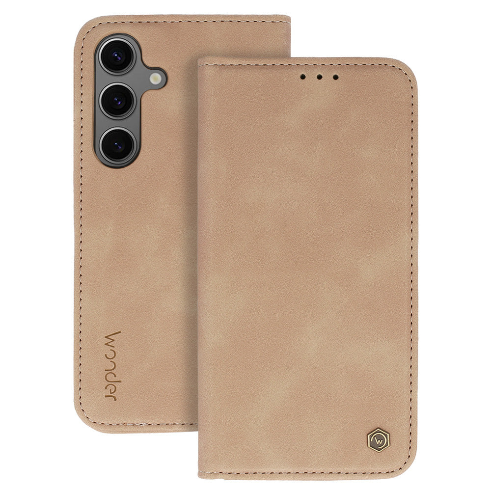 Wonder Smart grāmatiņas tipa vāciņš Samsung Galaxy S25 Ultra, kapučīno