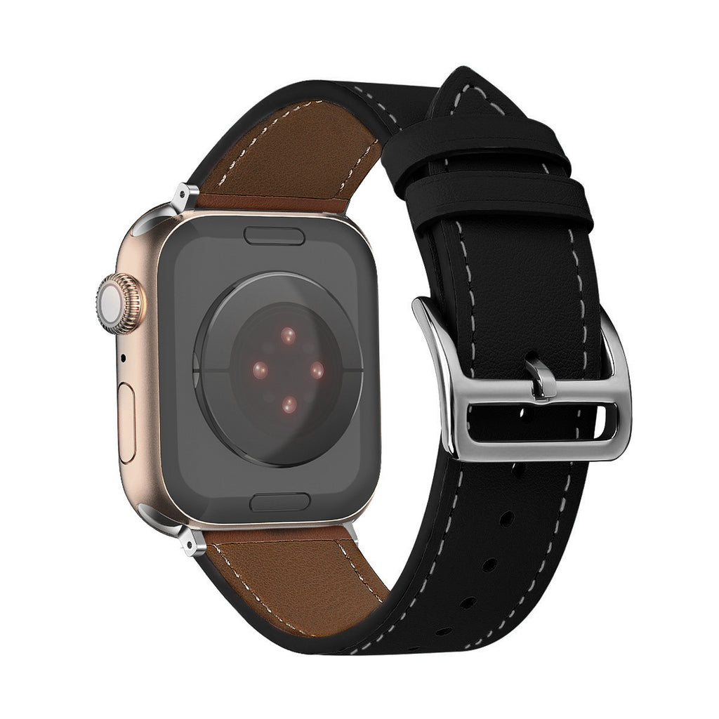 Ādas siksniņa Apple Watch 42/44/45/49 mm – melna
